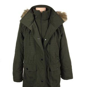 FLEET STREET Womens Olive Green Parka Coat Size M